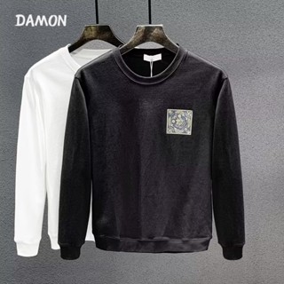 Damon เสื้อสเวตเตอร์ แขนยาวเสื้อคู่ เสื้อกันหนาว เสื้อฮู้ด หลวม ใส่สบายๆ 2023 NEW MWY2390KTC 37Z230913