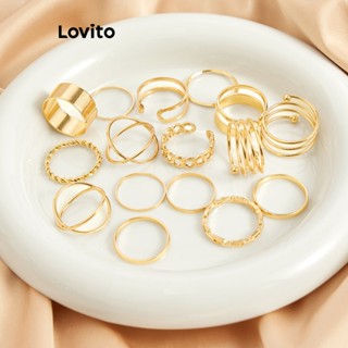 Lovito แหวนลําลอง เรียบง่าย สําหรับผู้หญิง L63AD031 (สีทอง)