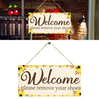 Nicesi ป้ายไม้ Welcome Sign Please Remove Your Shoes ทนทาน สําหรับแขวนประตู สํานักงาน