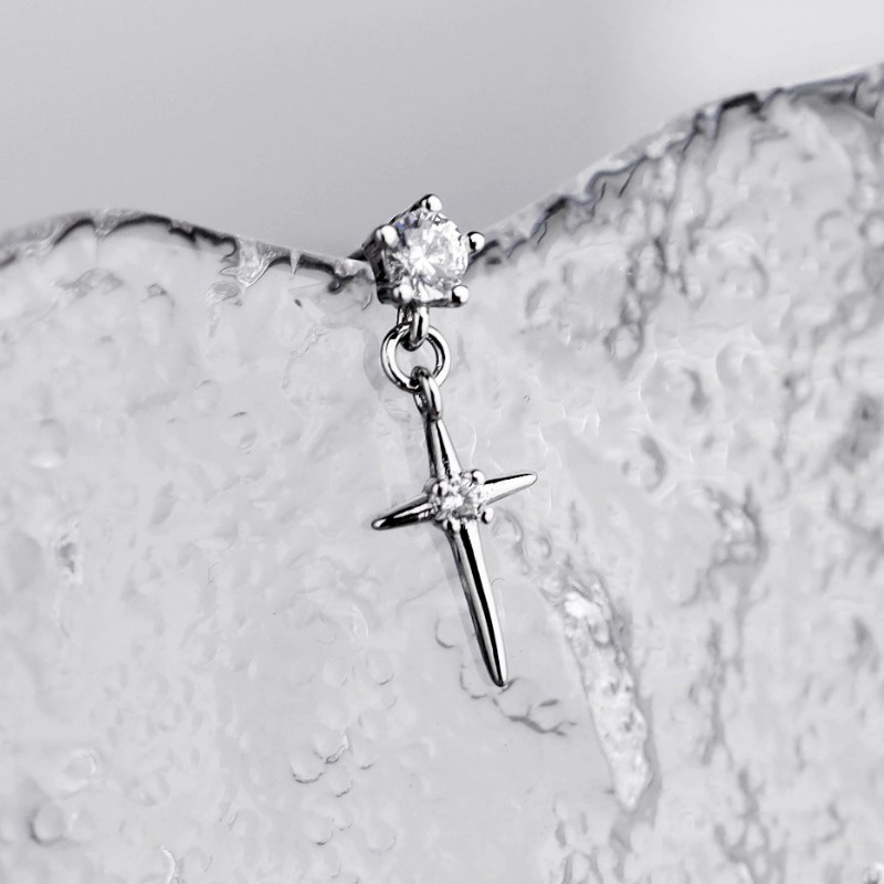 We Flower ต่างหูโซ่เงิน S925 จี้ไม้กางเขน ประดับคริสตัล สไตล์พังก์ กันแพ้ เครื่องประดับ สําหรับผู้หญิง ผู้ชาย - รูปที่ 7