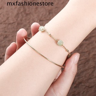 Mxfashione สร้อยข้อมือ ลูกปัดหยก สองชั้น เรียบง่าย ของขวัญ เครื่องประดับ สําหรับผู้หญิง