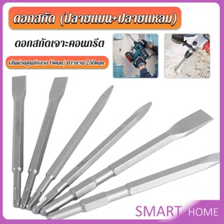 SMART ดอกสกัดปากแบน ดอกสกัดปากแหลม​ ดอกแย็กปูน ดอกสกัดคอนกรีต  วัสดุเหล็ก 14*250mm Electric chisel head