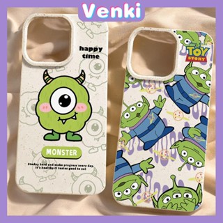 VENKI - เข้ากันได้สำหรับ เคสไอโฟน เคสไอโฟน11 เคส iphone 11 กรณีเป็นมิตรกับสิ่งแวดล้อมย่อยสลายได้สีขาวกรณีกันกระแทกน่ารักการ์ตูนมอนสเตอร์สีเขียวเข้ากันได้กับ iPhone 14 PRO MAX 13 PRO MAX 12 11Pro MAX XR XS 7 8 PLUS