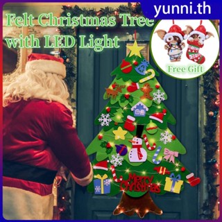[ซื้อ 1 แถม 3] ต้นคริสต์มาสสักหลาดพร้อมไฟ LED ปฏิสัมพันธ์ระหว่างพ่อแม่และลูกแสงบรรยากาศเทศกาล DIY สำหรับร้านค้าหน้าแรกของตกแต่งคริสต์มาส Yunni