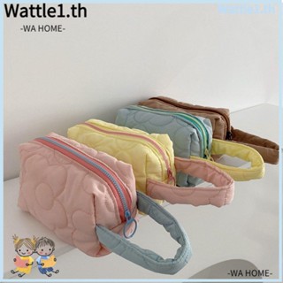 Wttle กระเป๋าเครื่องสําอาง กระเป๋าถือ ความจุขนาดใหญ่ สีพื้น สําหรับเด็กผู้หญิง