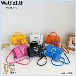 Wttle กระเป๋าสะพายไหล่ กระเป๋าถือ หนัง Pu ขนาดเล็ก สีพื้น สําหรับสตรี