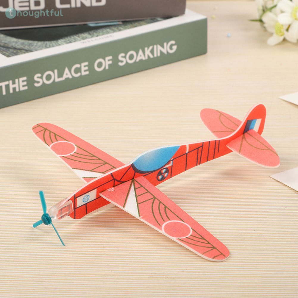 เครื่องบินรบ DIY ประกอบเองมือโยนเครื่องบินร่อนบินเครื่องบินเด็กเด็กของขวัญรุ่นการผลิตของเล่นเพื่อการศึกษาสีสุ่ม TH