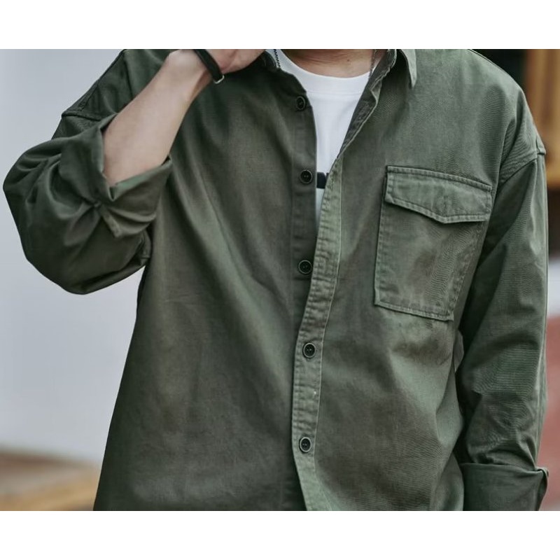 เสื้อแจ็กเก็ตคาร์โก้ แขนยาว ทรงหลวม ขนาดใหญ่ สไตล์อเมริกันวินเทจ สําหรับผู้ชาย ไซซ์ M - 8XL