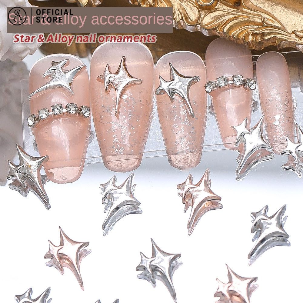 20 ชิ้น อุปกรณ์ตกแต่งเล็บ เครื่องประดับเล็บ สีรักษาประณีตประกายสี่แฉกตกแต่งเล็บดาว