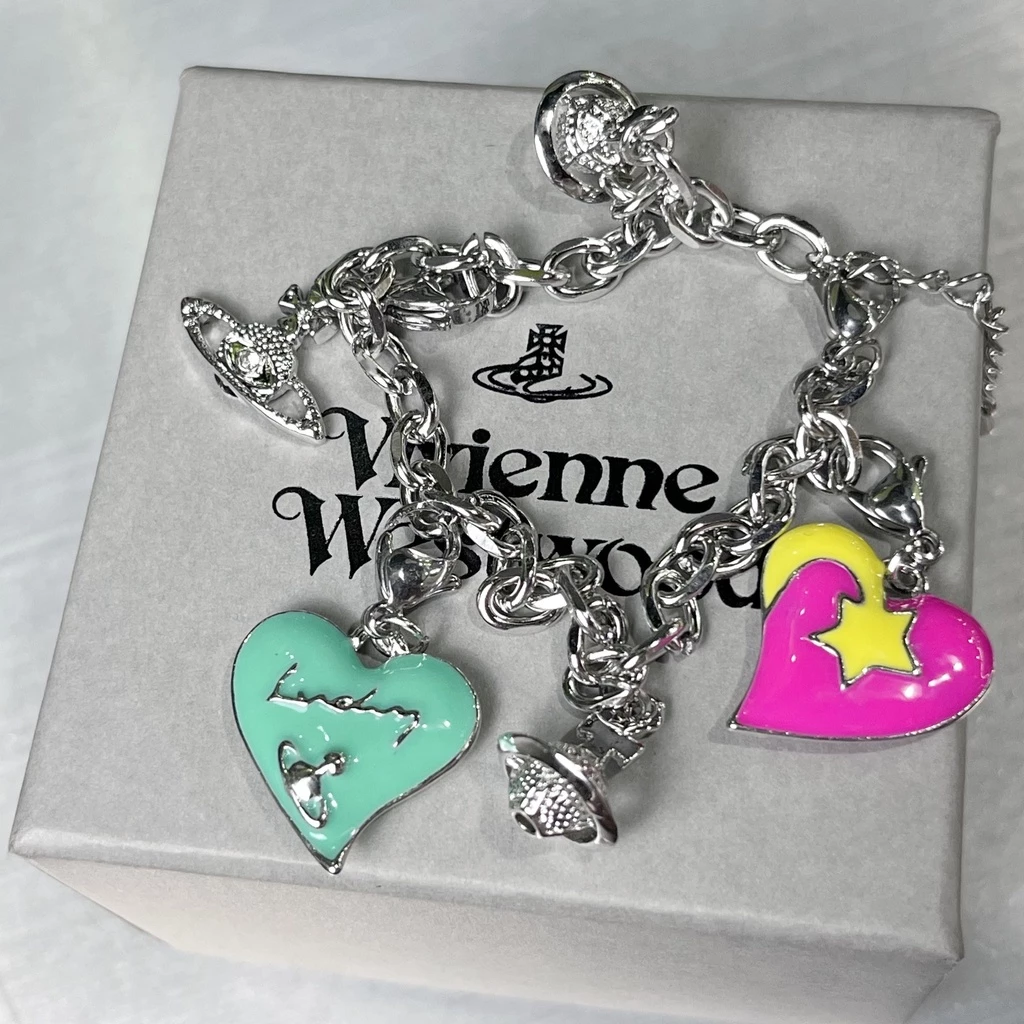 Y2k สร้อยข้อมือ จี้รูปดาวเสาร์ หลากสี ถอดออกได้ สไตล์หวาน เท่ สําหรับผู้หญิง