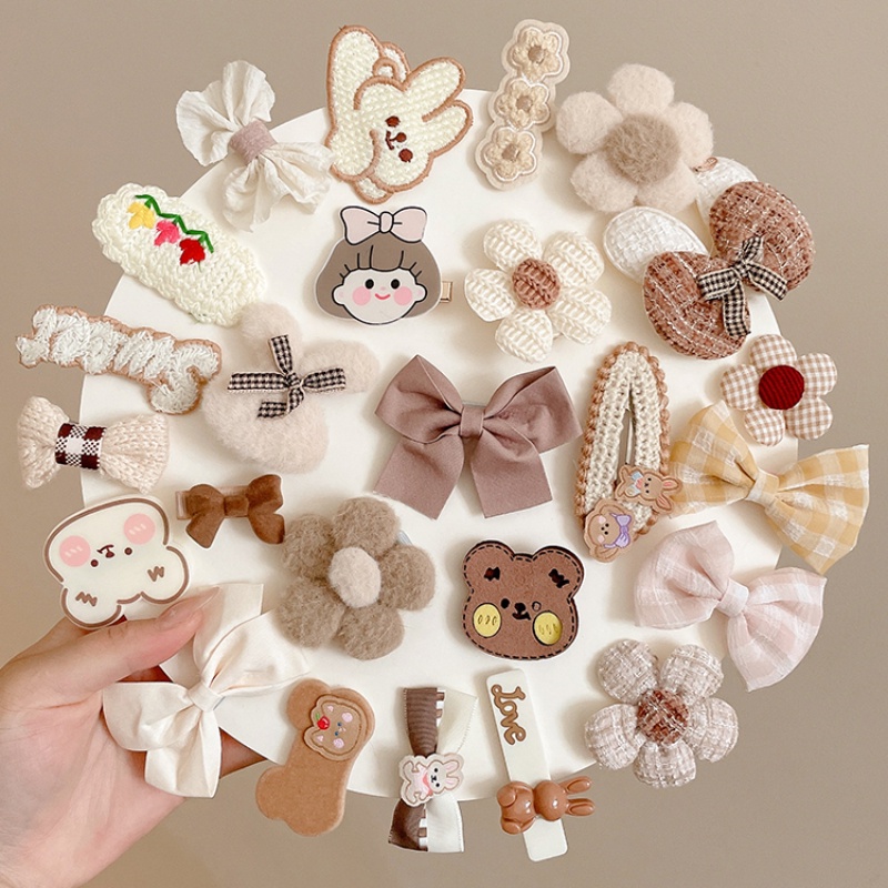 10 ชุด กิ๊บติดผม ผ้ากํามะหยี่ขนนิ่ม ลายหมี กระต่าย และนม สีกาแฟน่ารัก แฟชั่นสไตล์เกาหลี สําหรับเด็กผู้หญิง