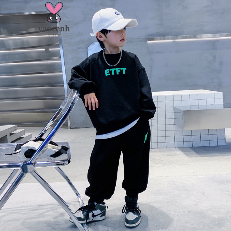 【YAOEENH】พร้อมส่ง ชุดกีฬา เสื้อกันหนาว แขนยาว สองชิ้น สไตล์เกาหลี สําหรับเด็กผู้ชาย ขนาดกลาง 110-170 ซม.