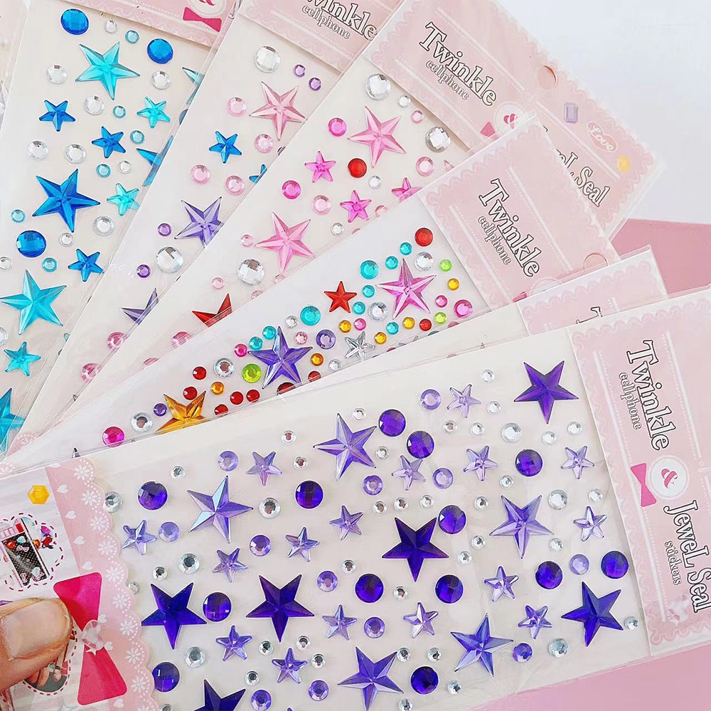 สติกเกอร์เพชร แฮนด์เมด ขนาดใหญ่ สีสันสดใส สําหรับตกแต่งนักเรียน จํานวน 1 แผ่น
