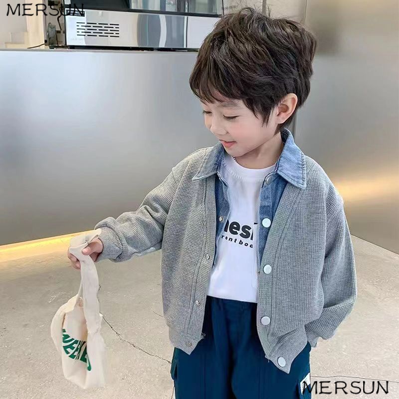 เสื้อแจ็กเก็ตลําลอง ทรงหลวม แฟชั่นฤดูใบไม้ผลิ และฤดูใบไม้ร่วง สําหรับเด็กผู้ชาย AV30 2023