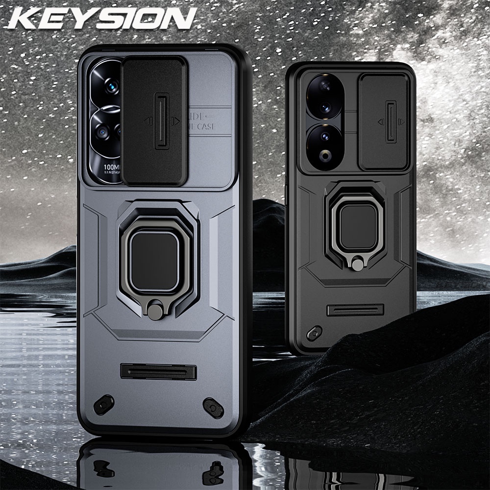 Keysion เคสโทรศัพท์มือถือ กันกระแทก ป้องกันเลนส์กล้อง พร้อมแหวนขาตั้ง สําหรับ Honor 90 90 Lite 5G Honor 90 5G