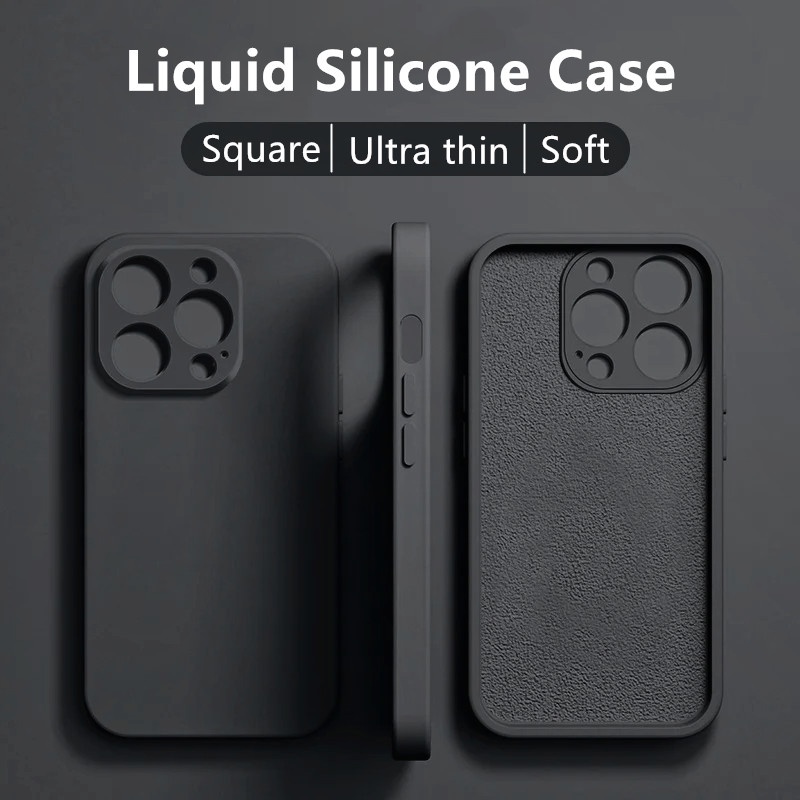 Original SquareซิลิโคนเหลวสําหรับiPhone 17 16 Pro Max 15 Pro Max 7 8 Plus 14 15 Plus 12Pro 12 Pro Max 15 16 Plus 13 14 Pro Max 17 Pro Max 17 Airกันกระแทกนุ่มกรณี