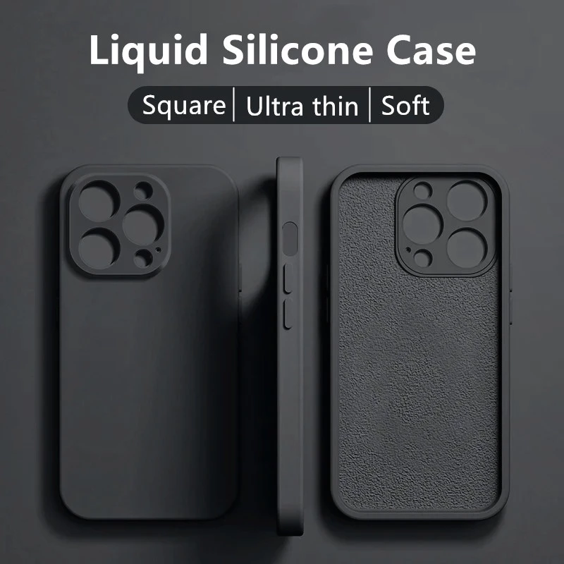 Original SquareซิลิโคนเหลวสําหรับiPhone 17 16 Pro Max 15 Pro Max 7 8 Plus 14 15 Plus 12Pro 12 Pro Max 15 16 Plus 13 14 Pro Max 17 Pro Max 17 Airกันกระแทกนุ่มกรณี