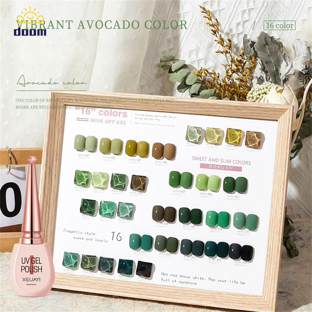 กาวทาเล็บสีเขียว Aocado ฤดูใบไม้ผลิและฤดูร้อนสีขาวสีเขียวหญ้ากาวส่องไฟสีเขียวเข้มสีเขียวมิ้นท์สีเขีย