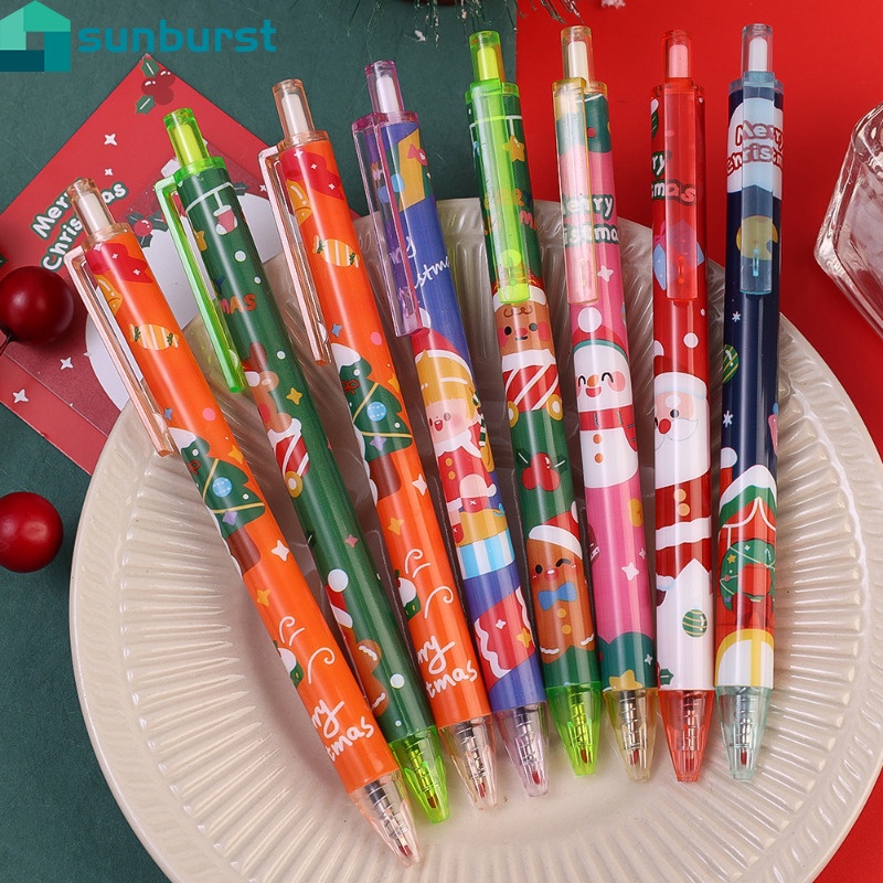ปากกาสอบ 0.5 มม. ลายการ์ตูนสโนว์แมนน่ารัก สีดํา สําหรับนักเรียน ของขวัญคริสต์มาส