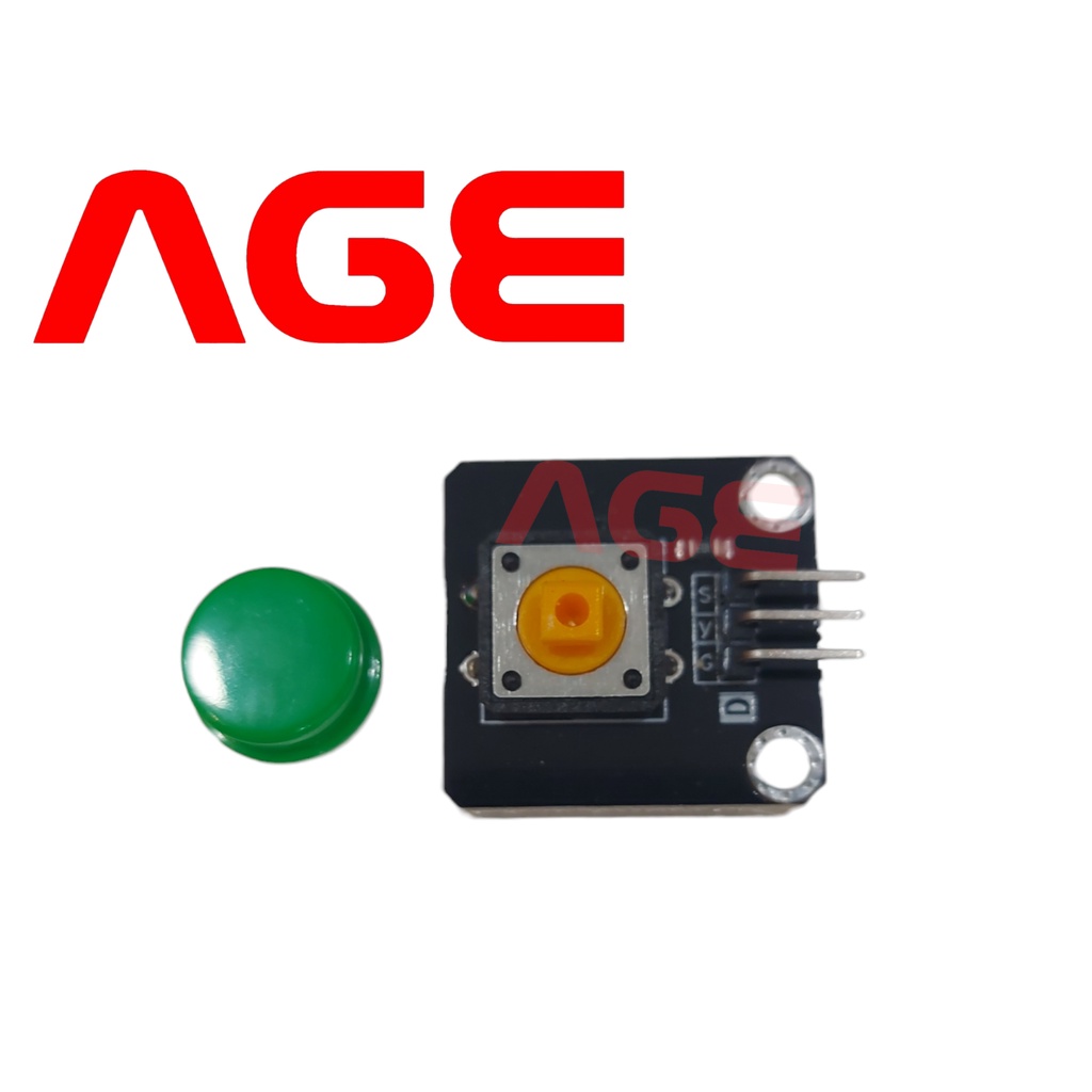โมดูลสวิตช์กดติดปล่อยดับสีเขียว Button Switch Module Green for Arduino