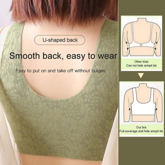 HOT[สบาย/ไม่มีรอยต่อ] Lace Jacquard Front Button Plus Size Bra ราคา ถูกที่สุด ดีลบีเคเค แกลเลอรีภาพที่ 6