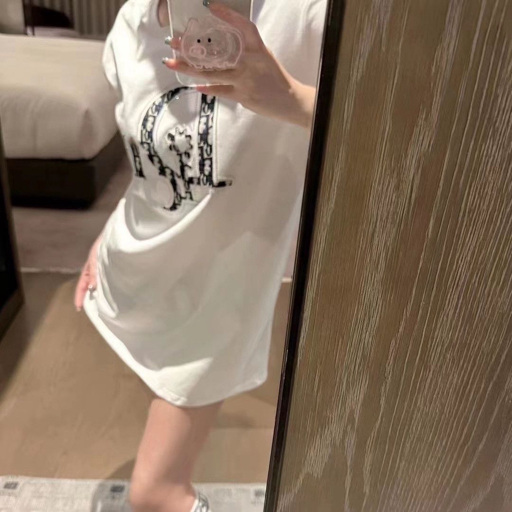 23ต้นฤดูใบไม้ผลิฤดูร้อนสไตล์ใหม่คลาสสิกปัก Presbyopic DO-iRS ตัวอักษรผ้าฝ้ายเสื้อยืดผู้ชายผู้หญิงสไตล์เดียวกันหลวมป้ายคอปก + Tag - รูปที่ 3