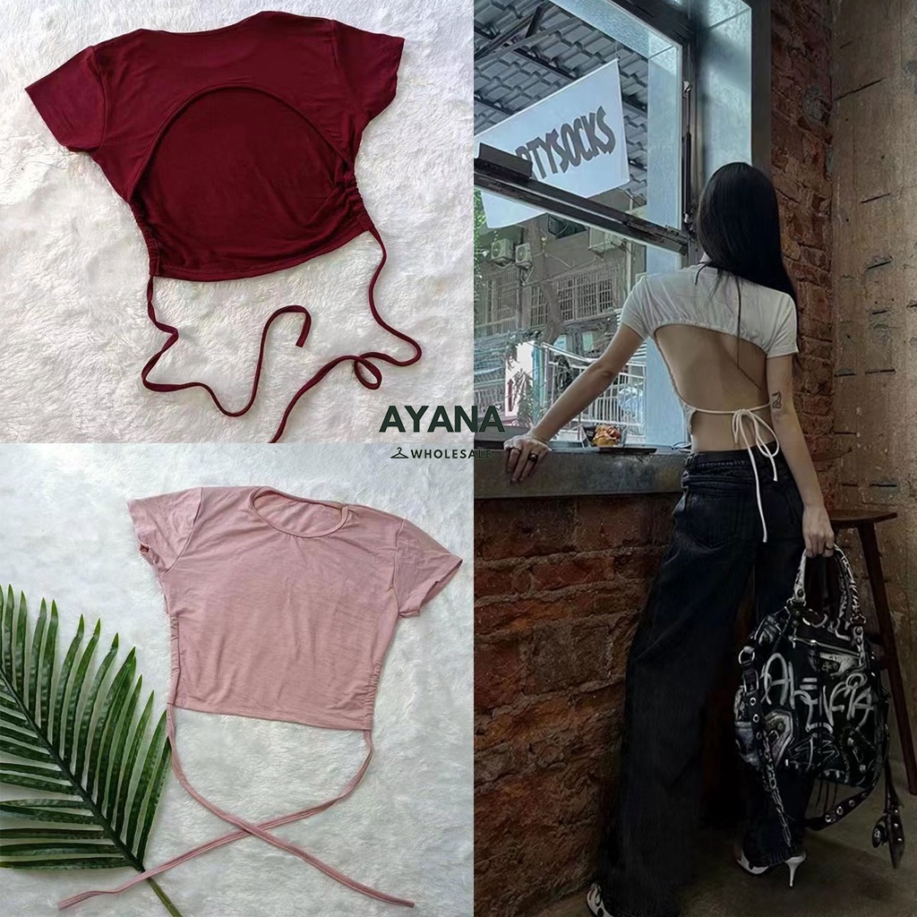 เสื้อครอปสั้นเปิดหลังโชว์ความเซ็กซี่สไตล์เกาหลีสีพื้น