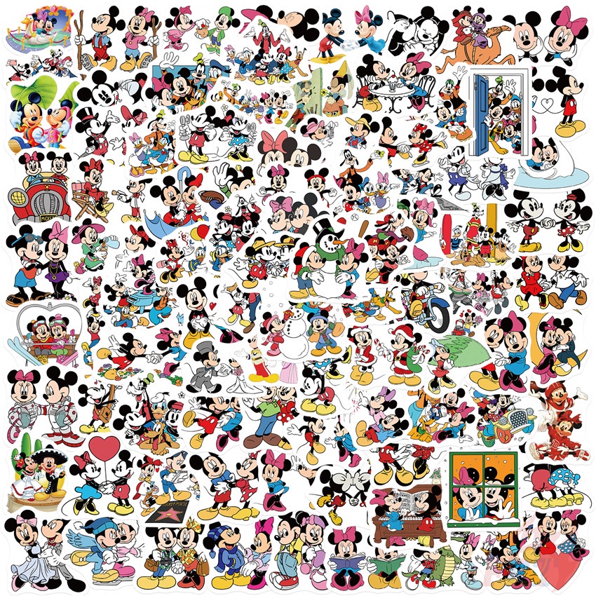 100 ชิ้น / ชุด สติกเกอร์ Mickey & Minnie Series 01 สําหรับติดตกแต่ง สติกเกอร์ Doodle แฟชั่น กันน้ํา DIY