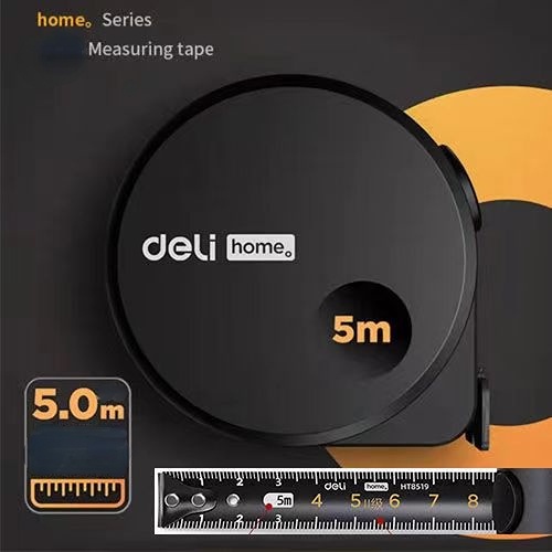 Deli ตลับเมตร ตลับเมตรพกพา หนาอย่างดี ตลับเมตรทรงสวยแข็งแรง มีพร้อมตัวล็อคสายวัด