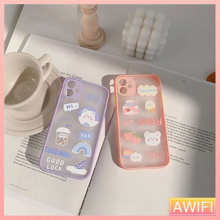 AWIFI เคสขอบเเข็ง เคสโทรศัพท์มือ เคสหลัการ์ตูนด้านขอบสีรุ่น13PRO 13PROMAX 6 7 8P XsMax 11 11Pro 11Promax 12 12pro#868
