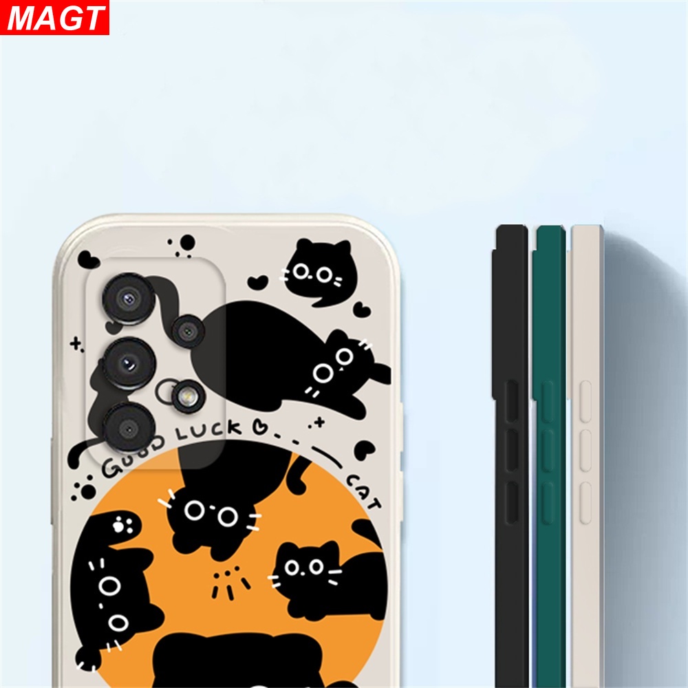 เคสโทรศัพท์มือถือ ลายตัวอักษร แมวดํา สําหรับ Samsung A24 A14 M23 A04S A13 A03S A23 A53 A73 A33 A22 A21S A12 A02S A11 A51 A10 A30 A50 A52 A20S A10S M12 J4 Plus J7