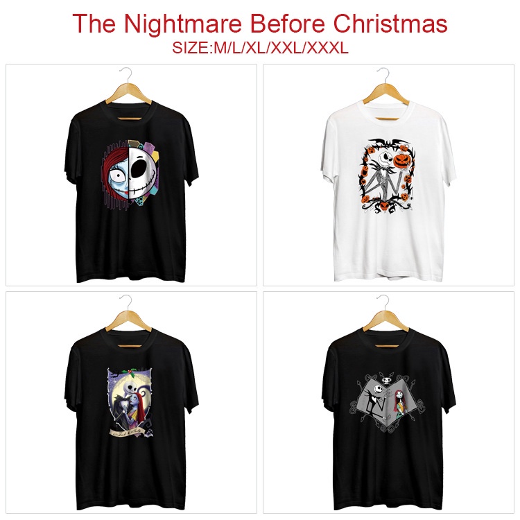 เสื้อ The Nightmare Before Christmas Anime แขนสั้นพิมพ์ลายลำลองคอกลม