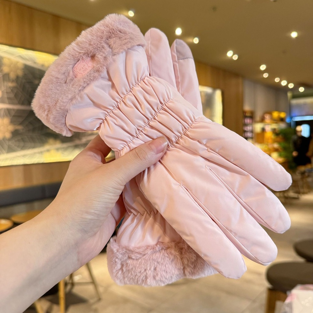 ถุงมือผ้าฝ้าย กันลม ผ้ากํามะหยี่ แบบหนา ให้ความอบอุ่น กันความหนาว สําหรับฤดูหนาว