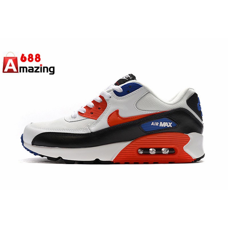 Nike AIR MAX 90 RUNNING SHOES รองเท้าผ้าใบ สีขาว แดง ไซซ์ 40-45