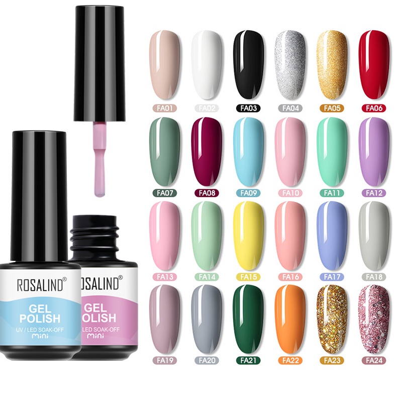 Rosalind UV LED เล็บเจลเคลือบเงากึ่งถาวร UV Gel เล็บเจล Soak Off Bright Gel สําหรับเล็บออกแบบ UV/LED โคมไฟ