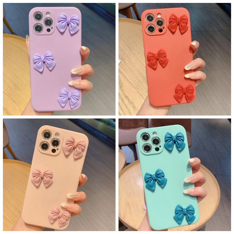 เคสป้องกันโทรศัพท์มือถือซิลิโคน TPU แบบนิ่ม ลายโบว์ 3D สีพื้น คุณภาพสูง สําหรับ Vivo V29 Pro V29 Lit