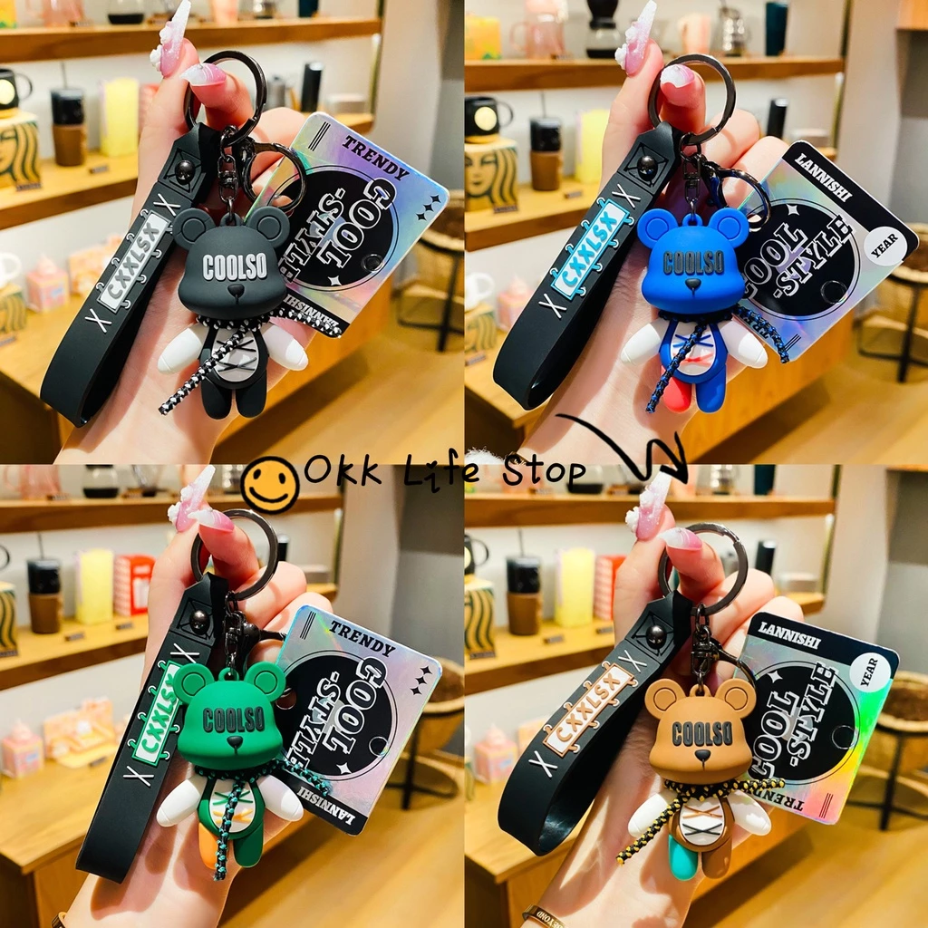 OKK Life Stop(A0806)*พร้อมส่งในไทย*พวงกุญแจ การ์ตูนหมี Coolso สุดเท่ สําหรับห้อยกระเป๋า/ห้อยกุญแจ สินค้าพร้อมส่งจากไทย