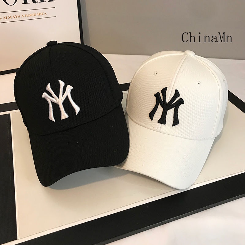 หมวกเบสบอล พิมพ์ลายตัวอักษร ny แฟชั่นสไตล์เกาหลี คลาสสิก สําหรับผู้ชาย และผู้หญิง