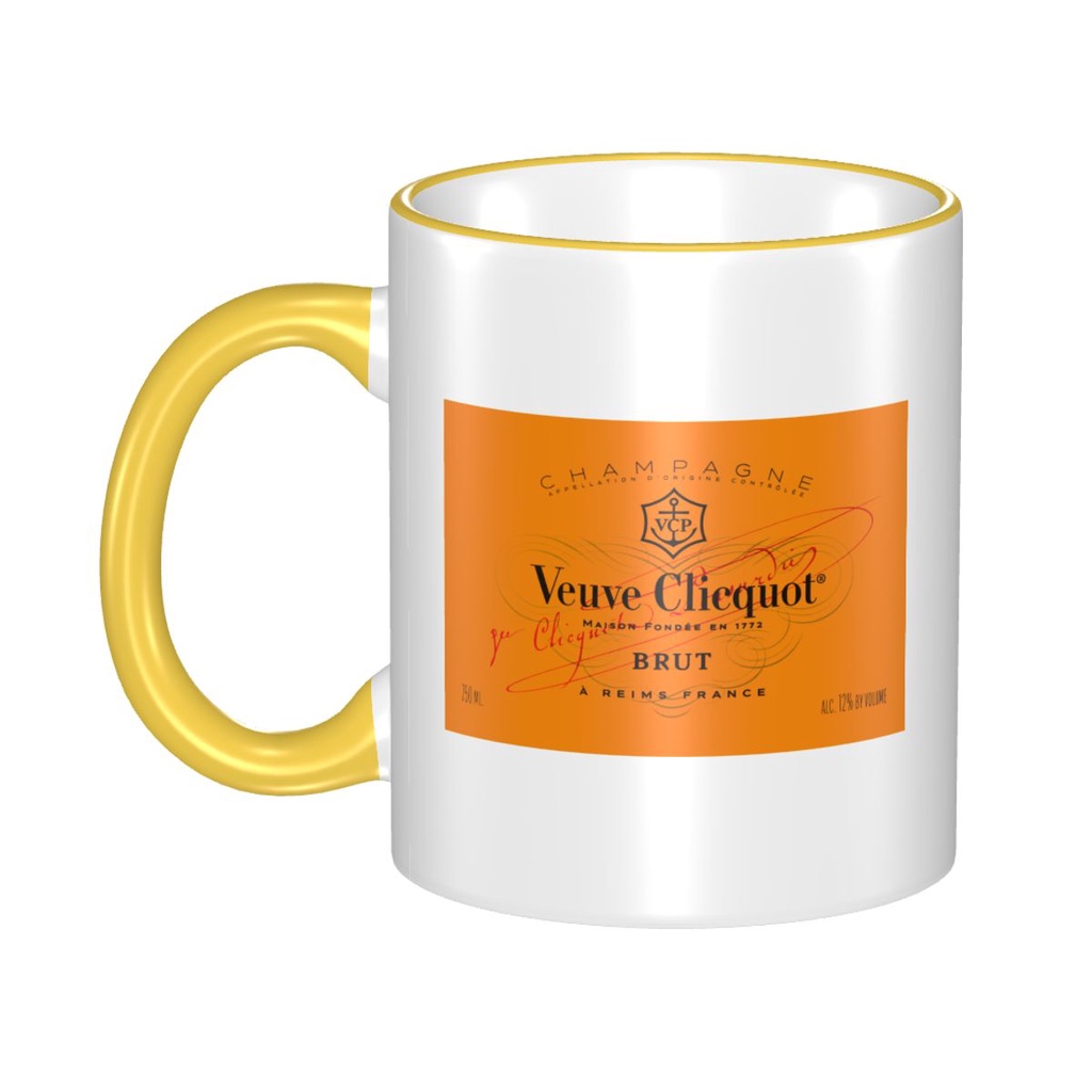 พร้อมสต็อก Veuve Clicquot Mug ถ้วยกาแฟสร้างสรรค์ถ้วยคู่ถ้วยเซรามิกที่เรียบง่ายที่ไม่ซ้ํากันอินเทรนด์