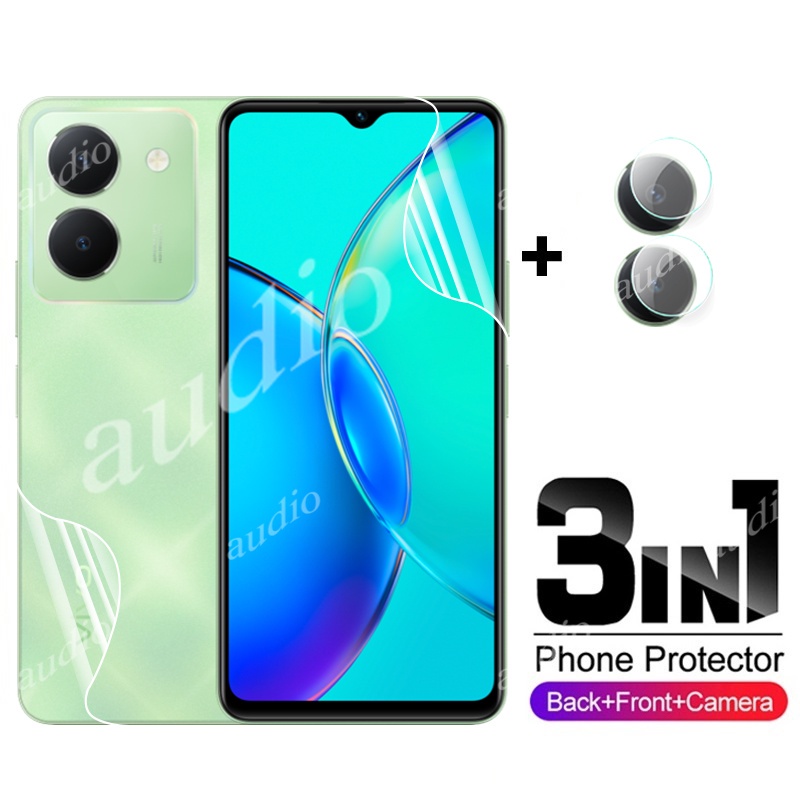 3in1 ฟิล์มไฮโดรเจลกันรอยหน้าจอ เลนส์กล้อง หน้า หลัง สําหรับ Vivo Y27S 4G 2023 Vivo Y27S Y 27 S 27s Y