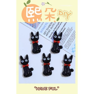 เรซิ่น diy กิ๊บติดผม เรซิ่น ลายการ์ตูนแมวดํา ขนาดเล็ก เครื่องประดับ diy แบบสร้างสรรค์