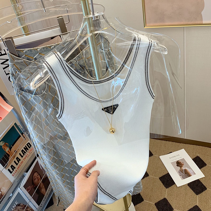 พร้อมส่ง เสื้อสายเดี่ยว คอวี แขนกุด ผ้าถัก แบบบาง เซ็กซี่ แฟชั่นฤดูร้อน สไตล์เกาหลี สําหรับผู้หญิง 2023