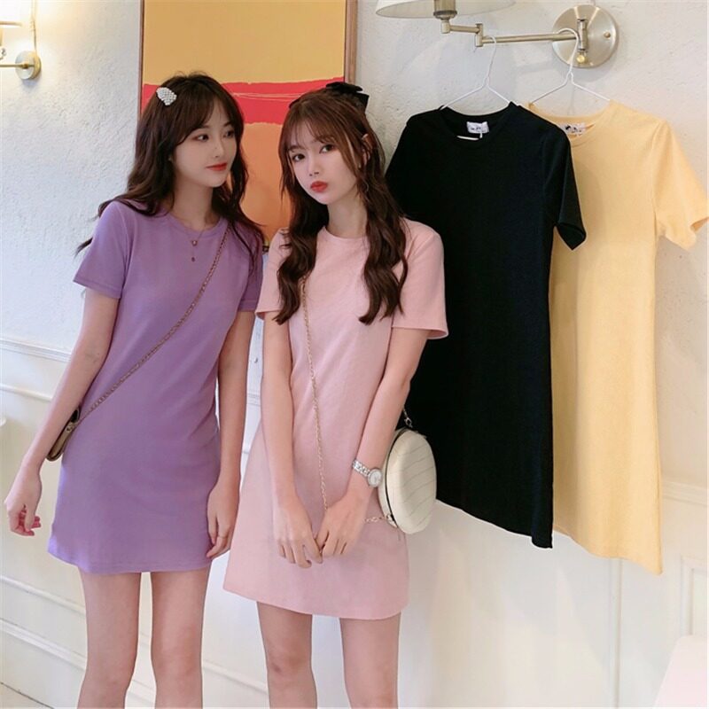 [TRY] มินิเดรสสไตล์โคเรีย สีพื้น รัดทรงสวย มีให้เลือก 3 สีผ้านุ่ม *พร้อมส่งจากไทย*
