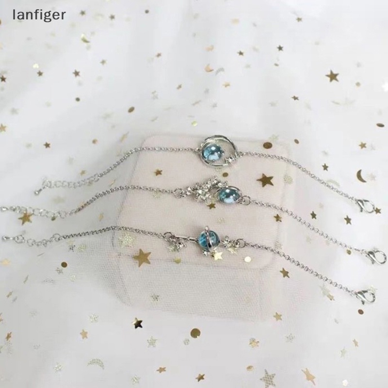 Lanf สร้อยข้อมือ จี้ดาวเคราะห์ ดาวตก สีฟ้า สไตล์เกาหลี เครื่องประดับ สําหรับนักเรียน เพื่อน คู่รัก ของขวัญเพื่อน EN
