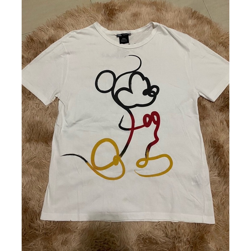 2023 แท้% Used Zara x Disney Mickey Mouse เสื้อยืดสีขาวแบรนด์เนม ดิสนีย์มิคกี้เม้าส์ ลายน่ารัก s-5xlS-5XL