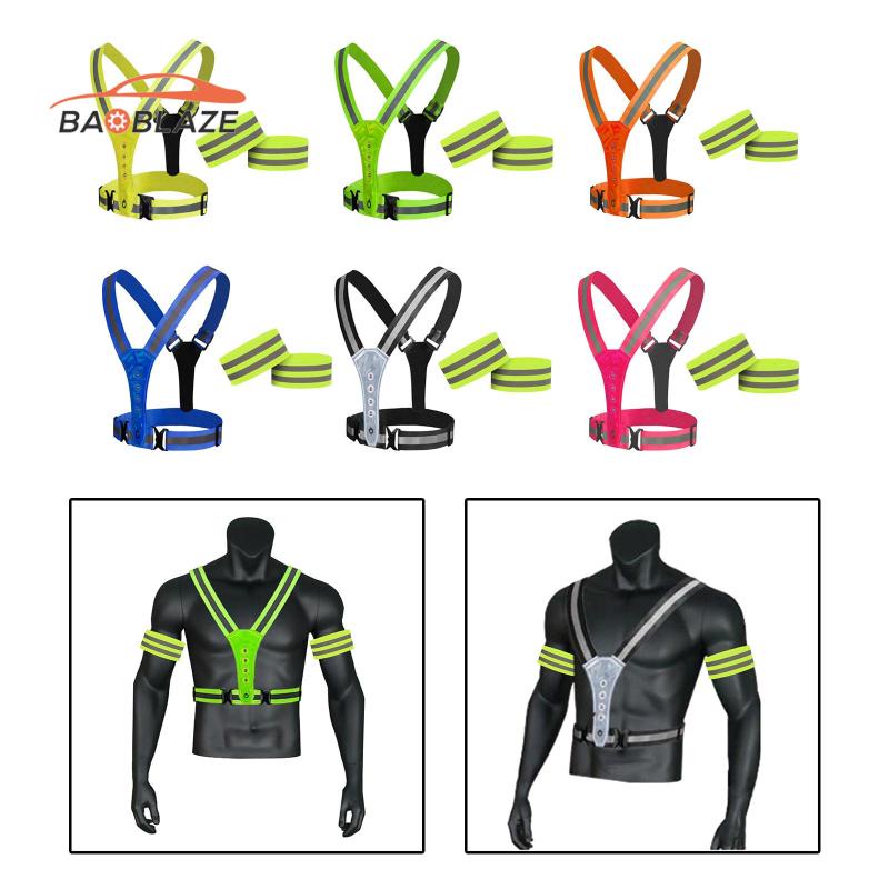 [Baoblaze] สายรัดเสื้อกั๊กสะท้อนแสง USB ไฟ LED ระบายอากาศ ปรับได้ สําหรับวิ่งจ๊อกกิ้ง ทํางาน เดิน ผู้ชาย ผู้หญิง