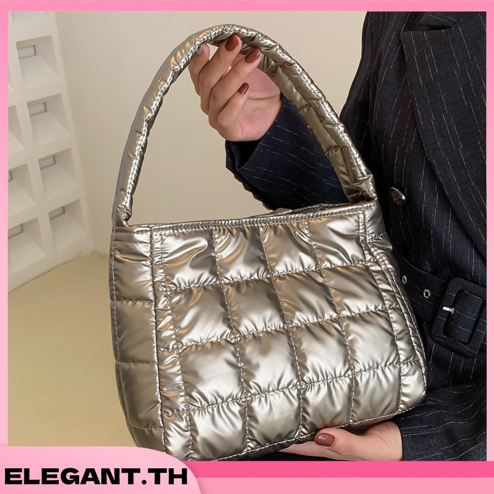 กระเป๋า Puffy Bag กระเป๋าถือ ผ้าฝ้าย แบบนิ่ม ลายสก๊อต เหมาะกับการเดินทาง แฟชั่นสําหรับสตรี