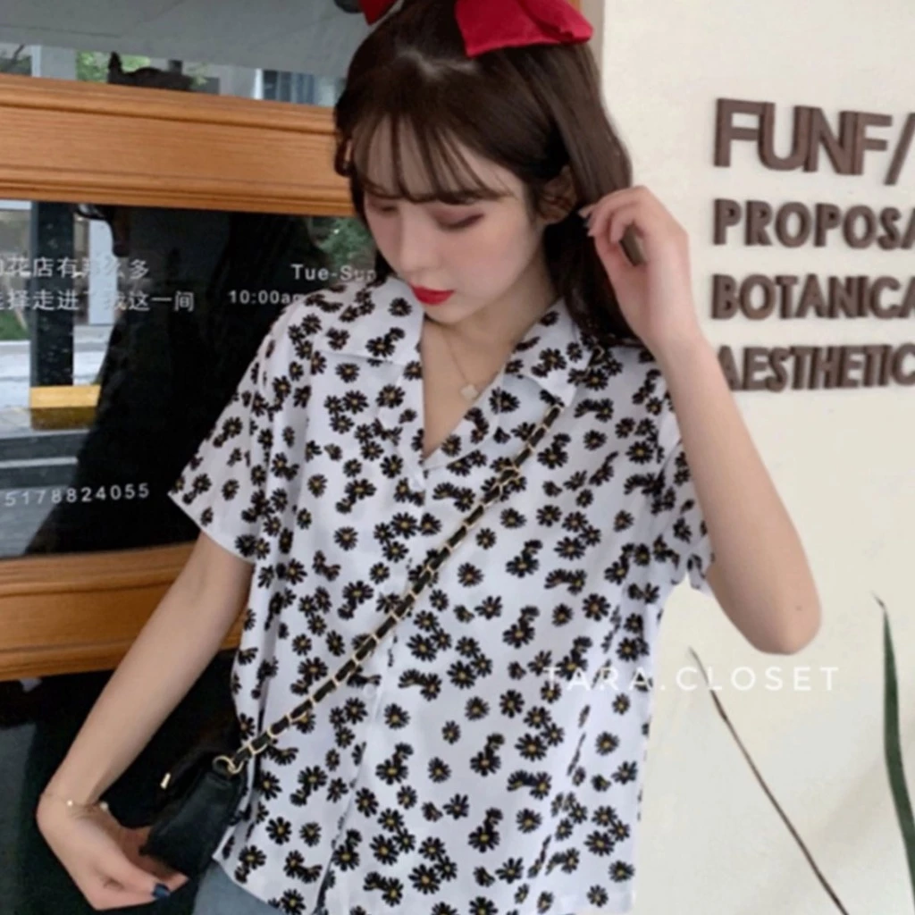 เสื้อคอปกแขนสั้นลายดอกไม้ ผ้าไหมอิตาลี ผู้หญิง thumbnail 6