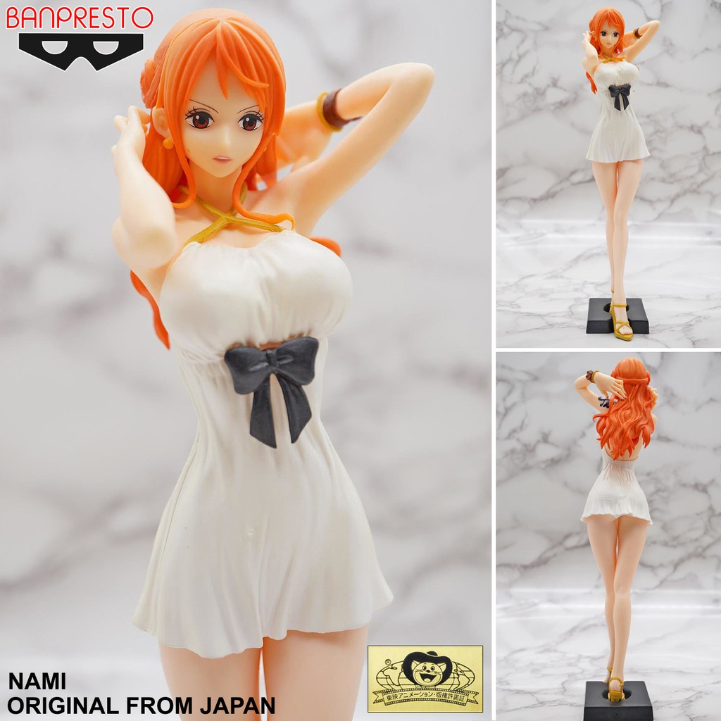 Model Figure งานแท้  ฟิกเกอร์ โมเดล แมวทอง Banpresto One Piece วันพีซ  Nami นามิ White Dress lucky