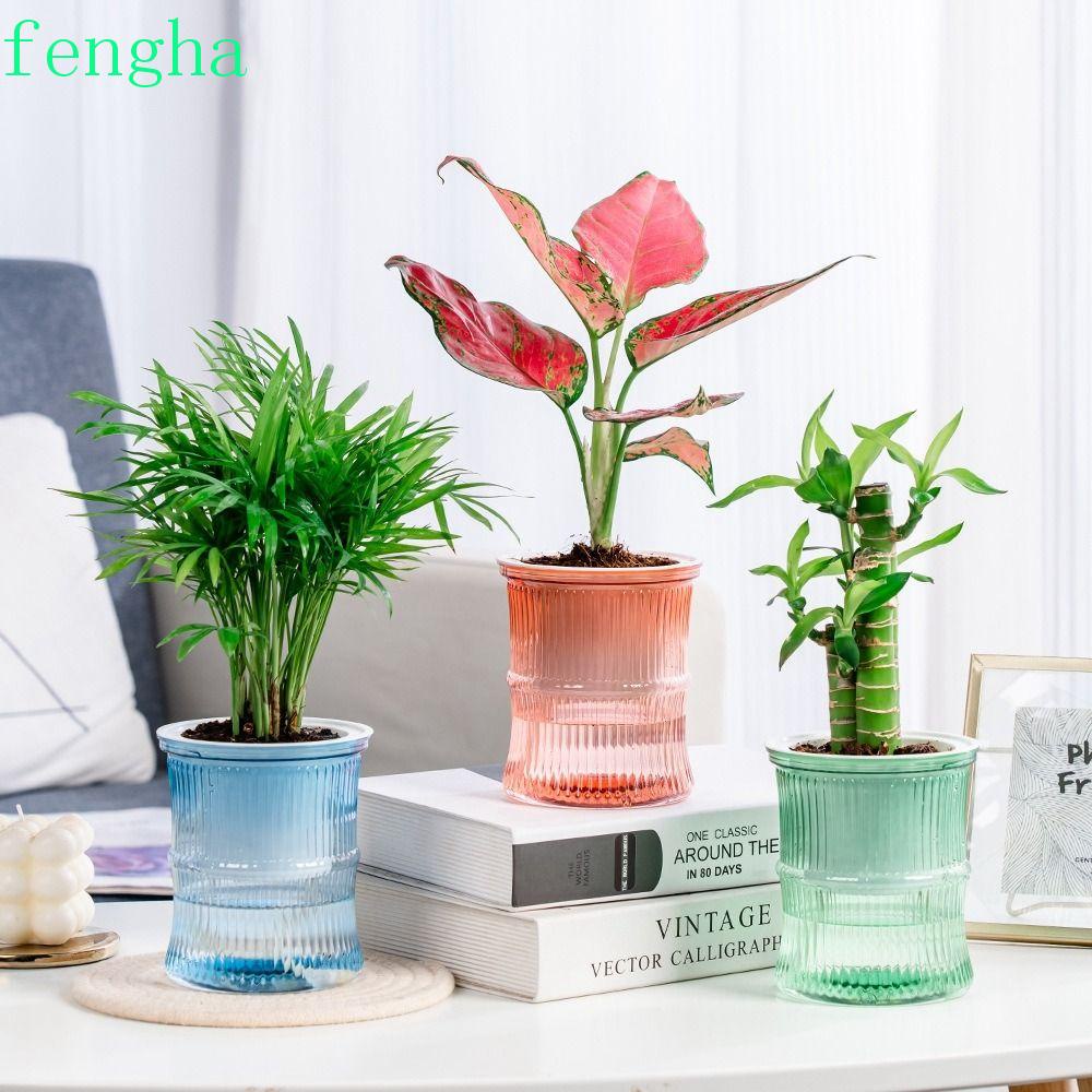 Fengha กระถางต้นไม้ ไฮโดรโปนิก แก้วเทียม ไร้กลิ่น ดูดซับน้ําเอง หลากสี ทนต่อการสึกหรอ สําหรับสํานักงาน